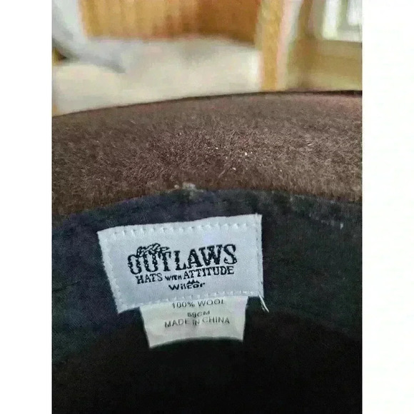 Outlaws Hats With Attitude 100% Wool Cowboy Western Hat Men's 59cm - Picture 2 of 6